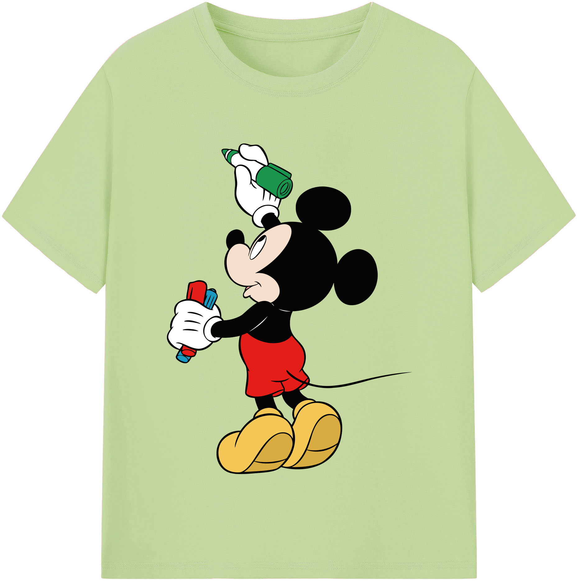 （画像用） ミッキーマウス Mickey Mouse 綿100％半袖Tシャツ（フロントプリント）